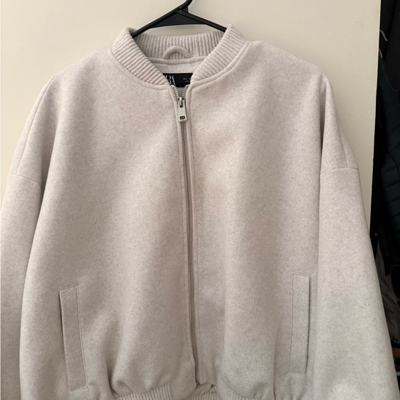 Zara Cream Bomber Jacket - Picture 1 of 3